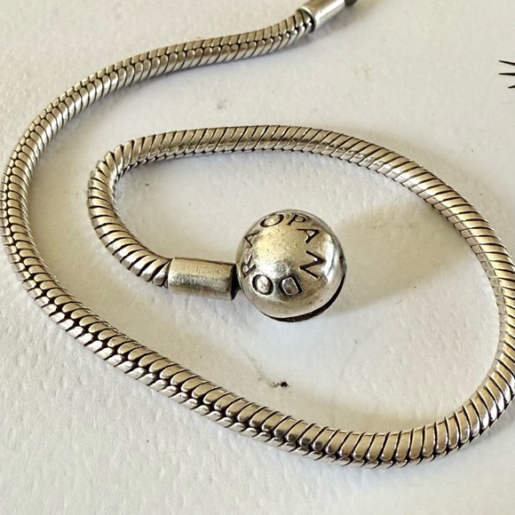Pandora classic logo Silver Snake Chain Bracelet - Picture 1 of 3